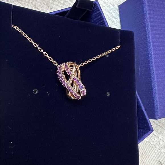 Swarovski Twist Rows Pendant Necklace 
Purple, Rosegold plated - Picture 12 of 13